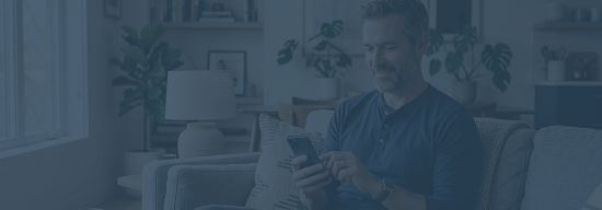 man banking on smartphone