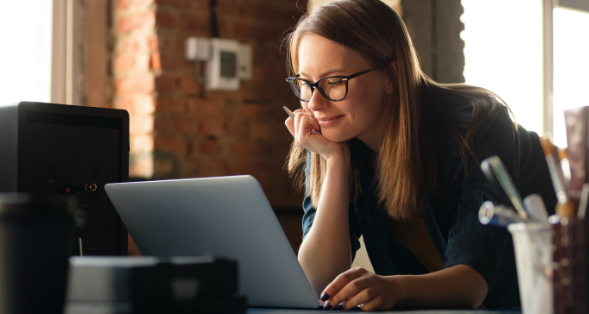 a woman depositing a check online